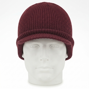 Bonnet tricoté unisexe couleur unie bordeaux, chaud et décontracté pour l'hiver, fait main en acrylique, taille ajustable 58-60CM pour adultes - Product Image 1