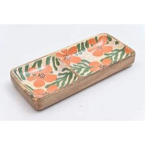 Plato de Servir Cuadrado de Madera Ecológico Hecho a Mano con Diseño Floral Esmaltado Moderno para Bodas, Diwali y Hogar - Product Image 4