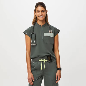 Uniforme médical à col montant personnalisé, uniforme d'infirmière de coupe classique pour femmes, pantalon cargo, ensembles d'uniformes, service OEM - Product Image 1