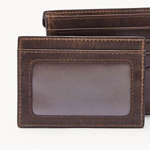 Portefeuille en cuir véritable noir pour homme, cuir de vache véritable brillant, cuir aniline - Haute qualité, logo personnalisé accepté - Product Image 3