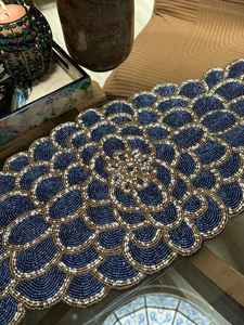 Mantel Individual con cuentas, cargador redondo hecho a mano para comedor de lujo y decoración de vacaciones, pieza única hecha a mano con cuentas, mantel, inauguración de la casa - Product Image 4