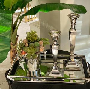 Glossy Nickel Plated Aluminium Serving Tray Rectangle Shape <b>Glass</b> <b>Mirror</b> Base Wedding Decorative Multi-Functional Custom Size - Product Image 4