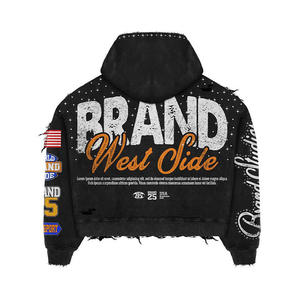 Conjunto de Chaqueta con Capucha y Cremallera para Hombre, Personalizable, Estilo Urbano, Informal, de Otoño, Estampada, Transpirable, de Algodón Grueso, con Decoraciones de Cristal - Product Image 5