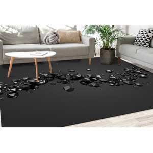 Tapis à motifs sphériques, Tapis noir, Tapis futuriste, Tapis moderne, Tapis d'entrée, Tapis à poils doux - Product Image 1