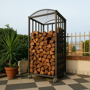 Eco acciaio antracite 80x80 xh190 cm legnaia su ruote-soluzione di stoccaggio portatile - Product Image 2