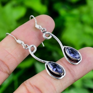 Pendientes de Plata de Ley 925 hechos a mano con piedras preciosas Loite Spinner para mujeres y niñas, Pendientes colgantes de regalo de boda, joyería clásica - Product Image 4