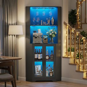 <span class=keywords><strong>Vitrine</strong></span> d'<span class=keywords><strong>angle</strong></span> moderne avec éclairage LED, portes en verre, meuble de rangement pour vin, <span class=keywords><strong>vitrine</strong></span> pour salon DR533 - Product Image 1