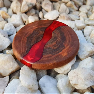 Ensemble de sous-verres en bois d'acacia et pierre de qualité supérieure avec support, tampons en bois faits à la main écologiques pour le bureau et la maison modernes - Product Image 1