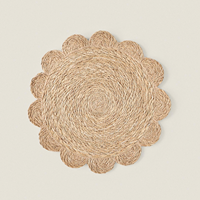 Napperons ronds en jonc de mer naturel Artisan avec bord festonné Tapis de table tissés écologiques pour la décoration de table à manger