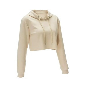 Sudadera con capucha recortada de cuello alto para gimnasio y salón de punto con dobladillo acanalado y logotipo frontal para la temporada de invierno - Product Image 6