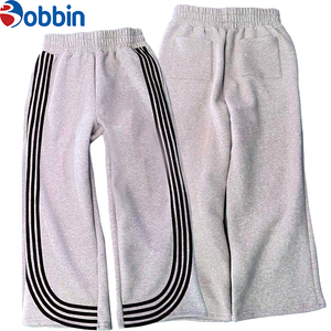 Pantalon de survêtement à rayures personnalisé pour homme, style décontracté tendance, style streetwear, pantalon large ample en coton tricoté, pantalon de jogging évasé - Product Image 3