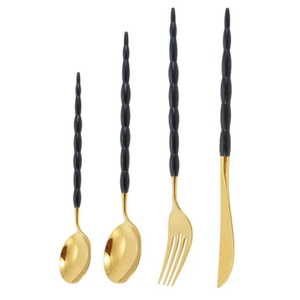 New Arrival Elegant <b>Gold</b> Plated Stainless Steel <b>Cutlery</b> Set Slim Waist Style Flatware for Wedding Restaurant Party - Product Image 5