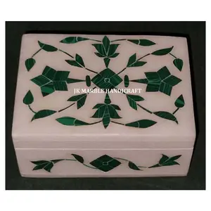 Handmade Alabaster Inlay Malachite Work Boxes Indian Wholesaler Jewelry Boxes Inlay Luxury Boxes For Gifting