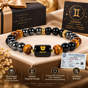 Bracelet Zodiac certifié triple protection, perles de cristal naturel de 8 mm avec breloque Zodiac pour hommes et femmes - Product Image 4