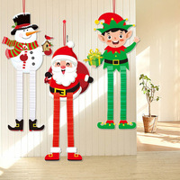 Décorations de Noël suspendues, Père Noël, Bonhomme de neige, Renne, Elfe, avec jambes extensibles, pour accrocher à la porte, ornements suspendus pour la fête de Noël, décoration de la maison