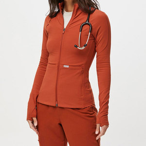 Best Selling Stock Women's <b>Scrub</b> Jacket 100% Cotton Comfortable Lightweight Durable Hospital Use Needle Detection Customizable - Product Image 1