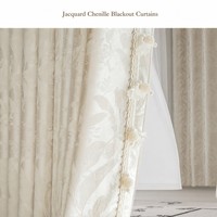 Rideau occultant jacquard chenille 70-90% polyester, doux, thermique, isolant, moderne et minimaliste, pour chambre et salon, toutes saisons