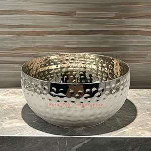 Vente chaude Premium Qualité Martelé Argent Chocolat Dates Poli En Acier Inoxydable En Métal Bols De Fruits Pièce Maîtresse Décorative - Product Image 2