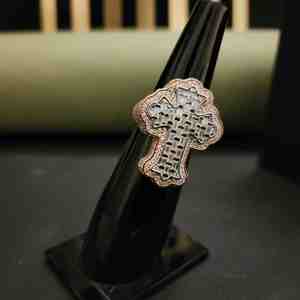 Bague Hip Hop Unique en Forme de Croix, Tendance, Baguette en Moissanite Créée en Laboratoire, Acier Inoxydable, Or Massif 18KT, Unisexe, pour les Occasions et les Fêtes - Product Image 1