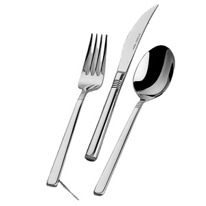 Juego de cubiertos de plata y oro pulido de lijado de acero inoxidable, mango de diseño moderno, cubiertos chapados en plata de acero inoxidable de fantasía - Product Image 1