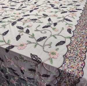 High Quality Luxury Beaded <b>Fabric</b> with Zircon Handmade 100% Polyester Best Price Export From Indian Supplier <b>for</b> Garments Making - Product Image 4