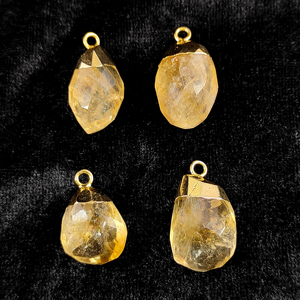 Pendentif Citrine à facettes de forme libre Composants de bijoux en pierres précieuses galvanisées en or avec breloques en citrine - Product Image 4