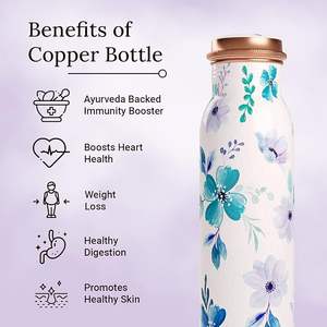 Budget Friendly Printed Copper <b>Bottle</b> Polished Finish <b>Water</b> <b>Bottle</b> for Daily Drinking Premium Look Printed Copper <b>Bottle</b> - Product Image 4