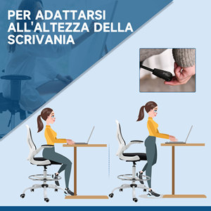 Vinsetto Silla de Oficina Ergonómica Tela Transpirable con Altura Ajustable y Reposabrazos Abatibles, 59x65x110-130 cm - Product Image 5