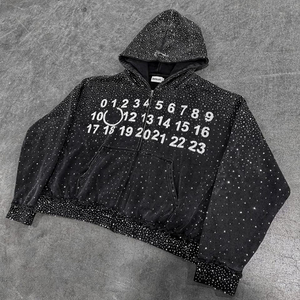 Sweat à capuche à fermeture éclair personnalisé de haute qualité avec sérigraphie en détresse sweat à capuche lavé à l'acide sweat à capuche pour hommes et femmes - Product Image 1