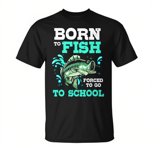 T-shirt de pêche au bar « Born To Fish Forced To Go To School » - Product Image 2