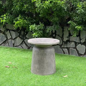 Mesa auxiliar de hormigón en forma de campana redonda contemporánea para jardín o patio al aire libre, muebles modernos para el hogar para sala de estar - Product Image 1