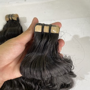 Extensions de cheveux naturels Remy, cheveux vierges de qualité supérieure, 100 humains, Double dessin, Deep Wave, couleur noire, grand Stock - Product Image 6