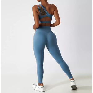2022 da donna con cerniera Yoga a coste Set Activewear <span class=keywords><strong>abbigliamento</strong></span> sportivo senza cuciture <span class=keywords><strong>abbigliamento</strong></span> da palestra per allenamento Fitness - Product Image 3