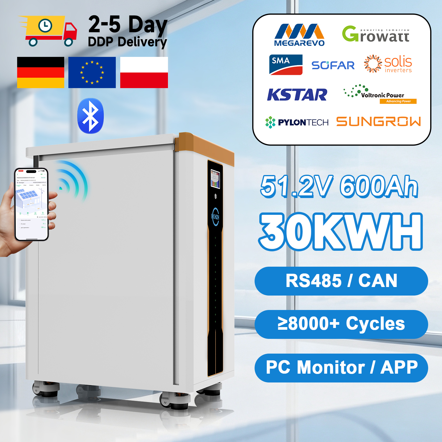 <strong>2026</strong> 51.2V 600Ah 628Ah 1000Ah EV 8000 Cycles <strong>15kWh</strong> 30kwh 50kwh Mobile Lifepo4 Lithium Solar <strong>Battery</strong> Home Energy Storage System