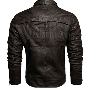 เสื้อแจ็กเก็ตหนังสำหรับผู้ชายเสื้อแจ็คเก็ตหนังสไตล์วินเทจผ้าปักโลโก้ตามสั่งสำหรับฤดูหนาว - Product Image 3