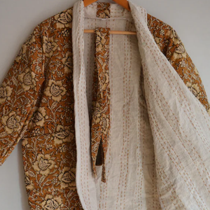 Veste unisexe vintage en kantha, manches longues, style bohème, manteau chaud, design numérique personnalisé, respirant, mini robe décontractée, fait main, naturel - Product Image 2