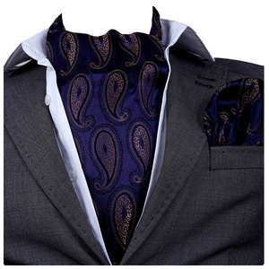 Exve Exclusive Navy Copper Paisley Formal Durable Designer Ascot Hanky <b>Set</b> <b>Square</b> Silk Material Turkey - Product Image 1