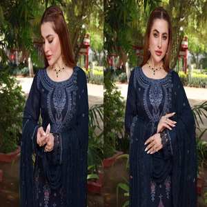 Fancy Wears Ropa asiática Venta al por mayor Pakistán y Damas Indias Camisa de césped de alta calidad de 3 piezas con Pantalón de algodón - Product Image 4