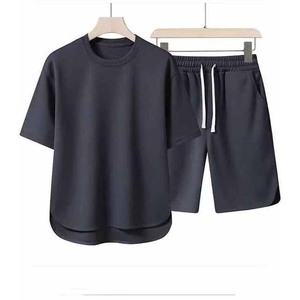 Conjuntos Deportivos de Verano 100% Algodón, Pantalones Cortos Deportivos con Logotipo Personalizado, Conjuntos Casuales para Hombre, Conjuntos Dobles - Product Image 5