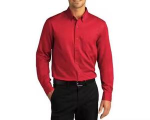 Satin tricoté respirant solide coton hommes formel bureau robe chemises col montant à manches longues coupe ajustée - Product Image 3