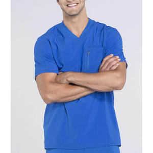 Uniformes de Hospital antiretráctiles para hombre, ropa blanca de alta calidad, de manga corta, fácil de mover, con cuello en V - Product Image 4