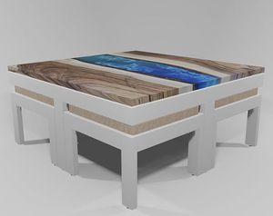 Mesa de Comedor Moderna Cuadrada de Resina Epoxi Hecha a Mano de Lujo para Sala de Estar, con Cubierta de Madera de Acacia, Impermeable, Regalo de Boda, Color Personalizado - Product Image 2