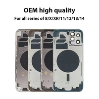 Cadre de châssis arrière en verre de remplacement pour iPhone 6/6s/7/8 Plus/X/XS/XR/11/12/13/14/15 Pro Max Bar Batterie Couverture arrière
