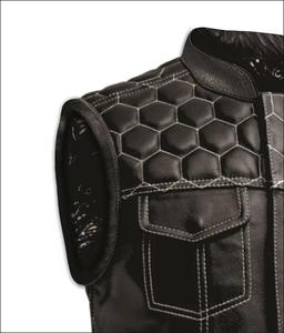 Chalecos de Motociclista de Cuero Negro para Hombre, Chaquetas de Cuero con Diseño Personalizado, Chaleco de Cuero Transpirable con Cremallera para Invierno - Product Image 6