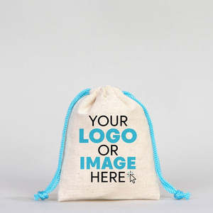 Bolsa de algodón con asa turquesa personalizable, tamaño 4 x 5 pulgadas, bolsa de tela de algodón, burkini para mujer, bolsa de almacenamiento, imprime tu logotipo personalizado. - Product Image 1