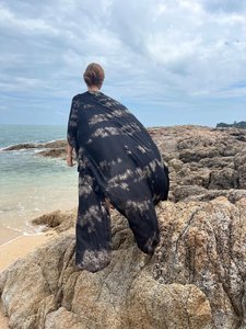 Nuevo Vintage verano Floral bohemio Tie Dye Kimono largo hasta el suelo Natural atractivo hermoso de gran tamaño para vacaciones - Product Image 5