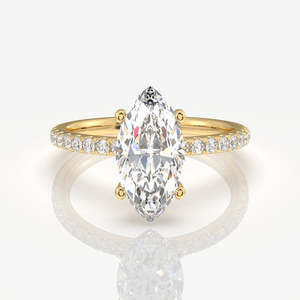 9K <b>Gold</b> Marquise Cut Moissanite Diamond Pave <b>Ring</b> Elegant Luxury Jewelry Accessory - Product Image 2