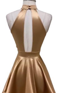 Vestido de satén de talla personalizada para mujer, largo por debajo de la rodilla, para vacaciones, Fiesta en la playa, Europa y América, primavera y verano, rosa, púrpura y azul - Product Image 2