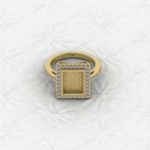 Anneau semi-monté rectangulaire en argent 925 de haute qualité, serti de pierres précieuses de 8x10 mm, serti de résine de cendres, fabricants de bijoux - Product Image 2