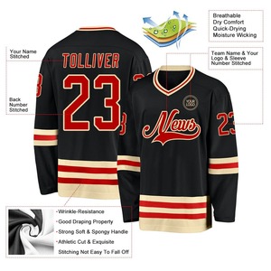 Uniformes de trabajo de manga larga para hombre de hockey sobre hielo personalizados de alta calidad con logotipo personalizado y bordado por sublimación OEM y ODM - Product Image 2